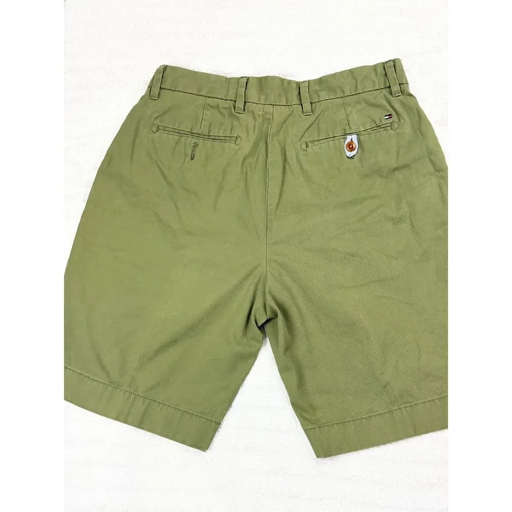 Tommy Hilfiger Shorts Mens 32 Olive Green Chino Classic Fit Casual